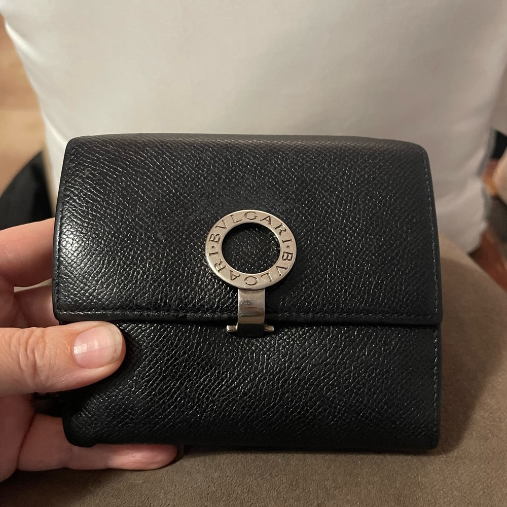 Authentic Bvlgari Black Leather Trifold Wallet